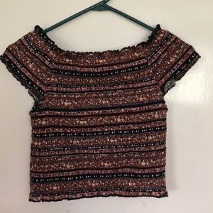 Off the shoulder, fitted crop top